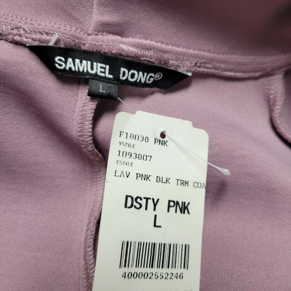 Samuel Dong NWT Pink With Black Trim Coat Size Large.